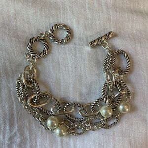 Premier Designs Multi Chains Faux‎ Pearls Bracelet